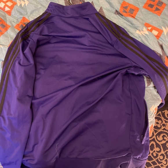 Purple adidas track jacket sz L small hole near the pocket I didn’t steal it - Picture 3 of 5